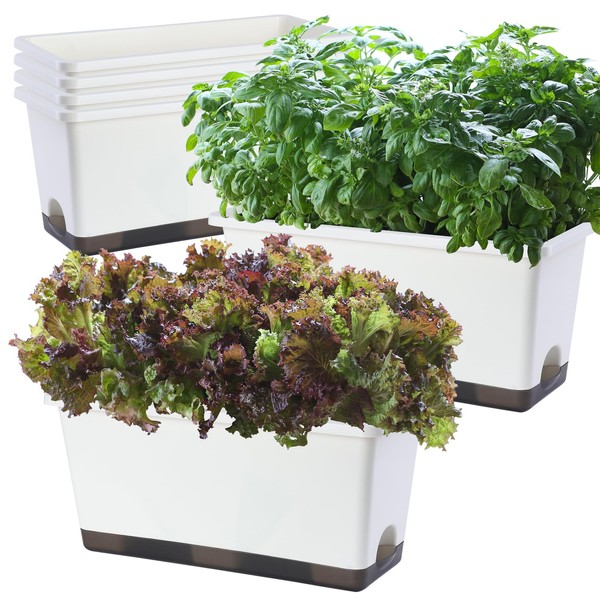 Window Box Planter 6 Pcs, 17 Inches Rectangle Flower Pots