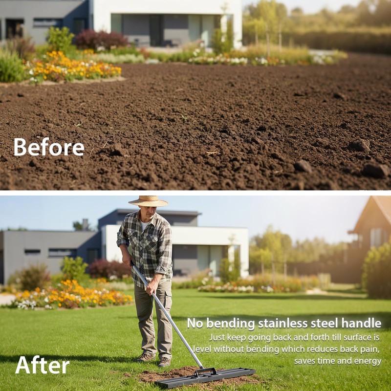 CRMCC Lawn Leveling Rake 30" x 10" with 78" Adjustable
