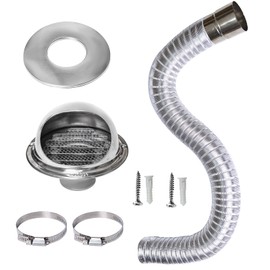 Elmfruit Pellet Stove Intake Kit, 2" x 60'' Extendable & Bendable Fresh Air Intake Vent Pipe Kit, Weather-Resistant Stainless Steel Rain Cover