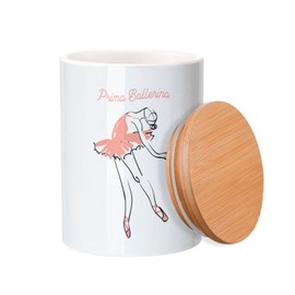 Fabulous Ceramic Pot with Lid Bamboo - Prima Ballerina Dancer Star Illustration Ballet Drawing - 25 oz - Pot