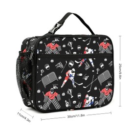 Droerfes Hockey Insulated Lunch Box Reusable Lunch Bag Women Men Cooler Tote Bag For Kids Boys Girls Work Picnic School Office