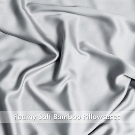 2 Pack Cooling Pillowcasess for Hot Sleepers & Night Sweats, 400 TC Bamboo Viscose Pillow Protectors, Zippered Pillow Cases Queen Size, Breathable Silky Soft Pillow Covers, Gray, 20x30