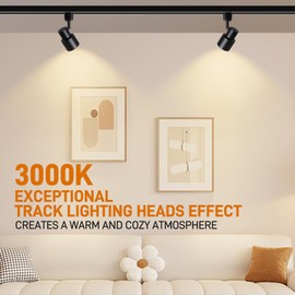 AIBISOD 10W H Track Lighting Heads, Dimmable LED Track Lighting Heads Fixtures Bright 3000K Warm White Track Light Head for Accent Task Art, Flicker Free CRI90+ 24° 900lm (Black, 10W - 8 Pack)
