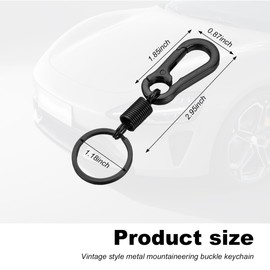 SHMZK Retro Carabiner Shape Keychain, Metal Spring Keyring Holder Organizer Clips, Simple Alloy Car Key Rings for Men Women (Black)