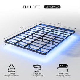 OLEVS Floating Bed Frame Full Size with Smart LED Lights and Charging Station - Modern Metal Platform Bed, Easy Assembly No Box Spring Needed