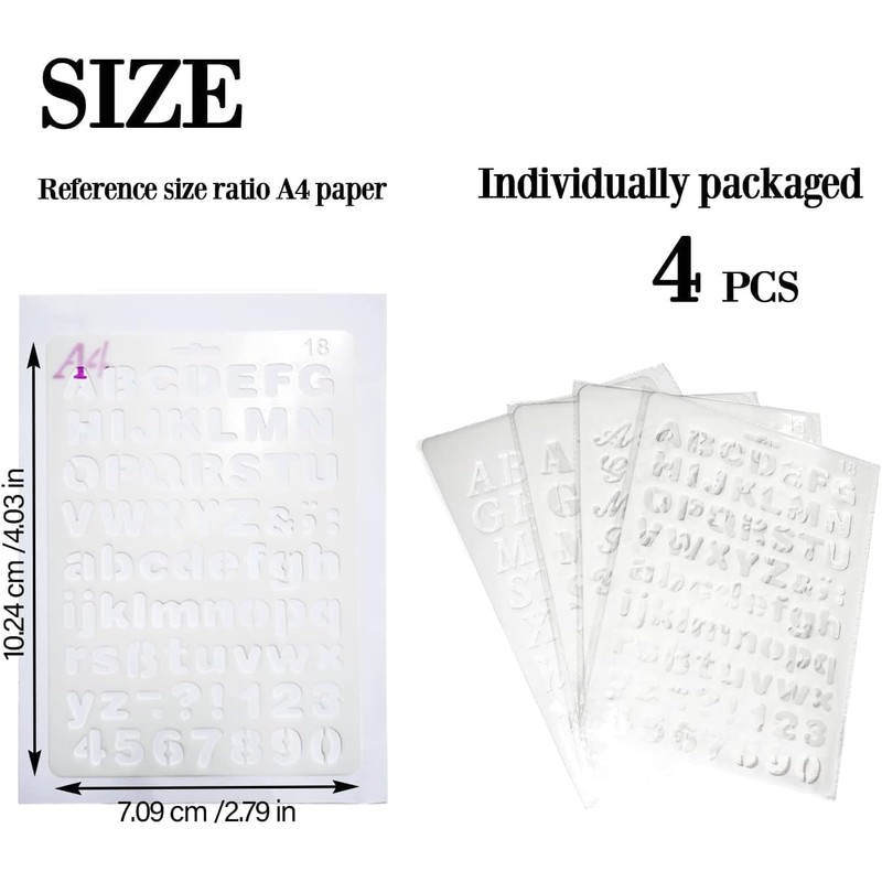 Alphabet Painting 4 PCS Assorted Styles Plastic Number and Letter