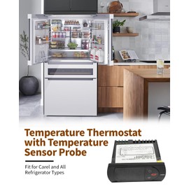 JadeBirch PZGXS0J111 Temperature Thermostat with Temperature Sensor Probe 115V Compatible with Carel and All Refrigerator Types (Technician Ready Bundle)