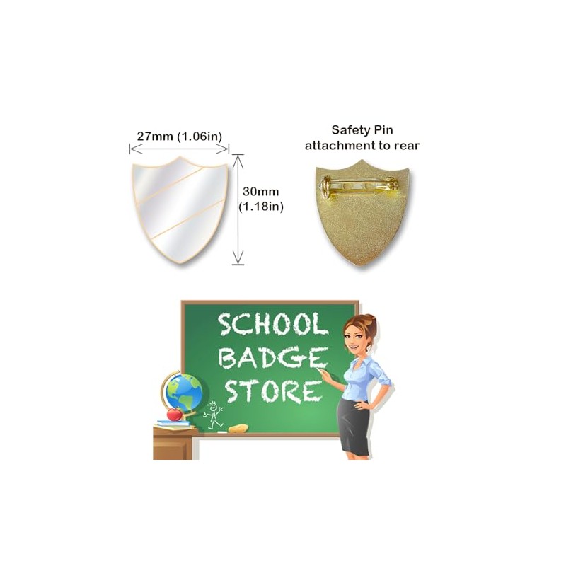 Prefect Shield School Badge - Enamel and Brass - Safety