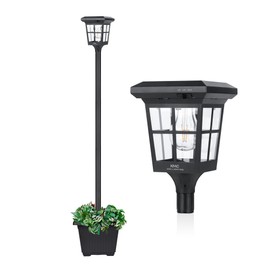 KMC KMC LIGHTING ST4362SP Solar Post Light Outdoor Waterproof Solar Lamp Post Light with Planter 70 Lumen for Lawn Yard Pathway Garden Entryways Decoration Light up