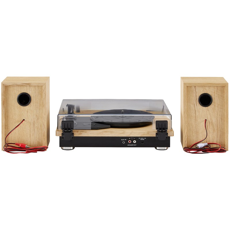 Crosley CR6043A-NA Brio Bluetooth Turntable Shelf System with Included Speakers,