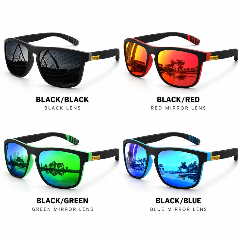 Polarized Square Sunglasses for Outdoor Use – Lightweight UV400 PC