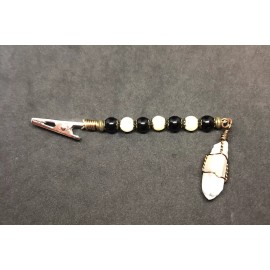 Lost Science Crystals Mizzou Tiger’s Roach Clip, Quartz Crystal Charm, Missouri Tiger’s Roach Clip
