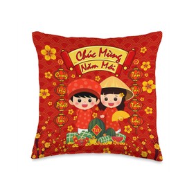 Lunar New Year Decorations Vietnamese Tet Gift Kids Ao Dai Throw Pillow