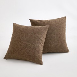 Sunday Praise Linen Decorative Throw Pillow Covers Solid Square Large Pillow Cases 24x24 Inches Bedding Accent Cushion Covers for Sofa Couch Bed,Pack of 2 (Brown)