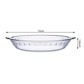 Glass Pie Plate 7" Pie Pans Pie Baking Dishes with Handles for Serving and Baking Glass Pie Dish for Snacks, Salads, Desserts (2)