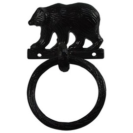 Treasure Gurus Black Metal Wall Mount Bear Kitchen/Bath Towel Ring Hanger Holder Rustic Decor