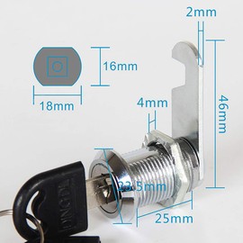 Security Cam Lock, Cabinet Drawer Mailbox Locker Cam Lock, Zinc Alloy Security Cupboard Filing Cabinet Door Lock, Each Lock Has The Same Key, 25mm, 2 Pcs