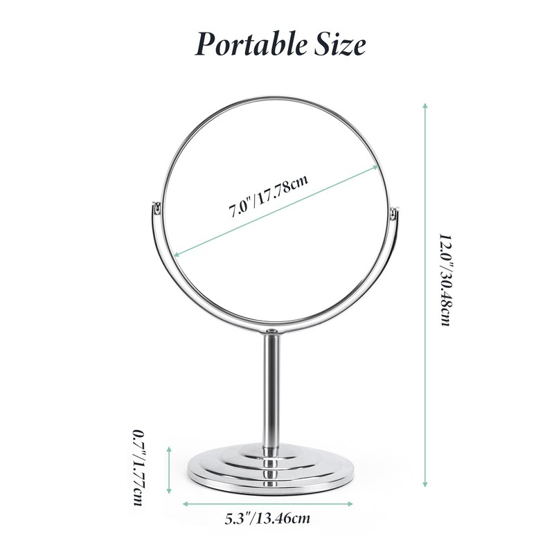 Schliersee Magnifying Vanity Makeup Mirror 7 Inch, 360°Rotation Double Sided