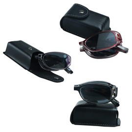 VisionGlobal 3 Pairs Reading Glasses/Sunglasses Foldable with Blue Light Blocking lens Compact Folding Glasses for Women (3 Color, +3.00 Magnification)