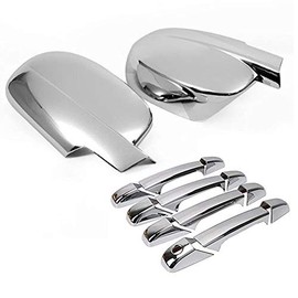 ALP triple chrome plated FULL Door Mirror+Handle Cover Overlay Combo Set Compatible With 2007-2013 Chevy Silverado Sierra 1500 2500 3500 Tahoe Suburban AvalancheYukon XL Escalade