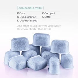 Water Filter Holder and 12 Water Filters for Keurig K-Compact, K-Duo Hot & Iced, K-Duo, K-Duo Essentials, K-Latte - for Use in All Keurig Brewers with Water Reservoir Shorter than 8” Tall