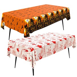 MLPKOI 2Pack Halloween Party Table Cloth, Scary Dinner Table Cover Bloody Apron Halloween Decoration for Kids Baby Shower Birthday Halloween Themed Party Decorations