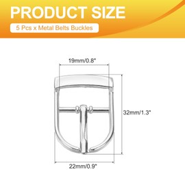 PATIKIL Single Prong Buckle, 5 Pcs 0.8 Inch Adjustable Metal Roller Buckle Belt Buckles for Bags DIY Crafts Purse Straps Shoe Belts Making Accessories, Silver Tone