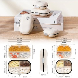 GLEEMEN Tablettenbox 7 Tage, 2 Stück Pill Organizer Box, (Groß Klein) Tragbare Pillendose, 7 Fächer Pill Box, Medikamentenbox Reise für Reise und Tägliches Gebrauch (Beige)