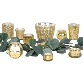 Koyal Wholesale Mismatched Votive Candle Holders Mega Set of 12 (Gold)