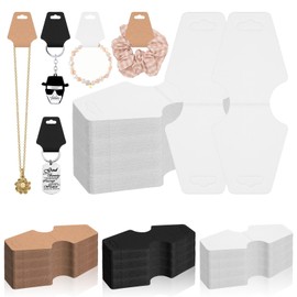 Glarks 200pcs 2 x 5In Jewelry Display Cards Set, White Kraft Paper Bracelet Display Cards, Hang Tags Card, Key chains, Earring Packaging Cards for Necklaces