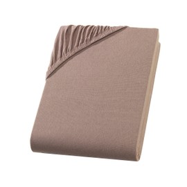 Fitted Sheet 90 x 200 - 100 x 200 cm - Jersey Fitted Sheet 100% Cotton - Comfort Bed Sheet for Mattresses up to 30 cm Height, Fitted Sheet Colour Nougat