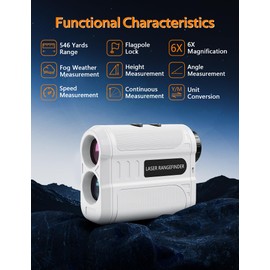 Olook Golf Rangefinder, 546/1100 Yards Laser Range Finder, 6X Magnification, Flag Pole Locking Function, High-Precision Rangefinders for Golfing Hunting, Battery Included