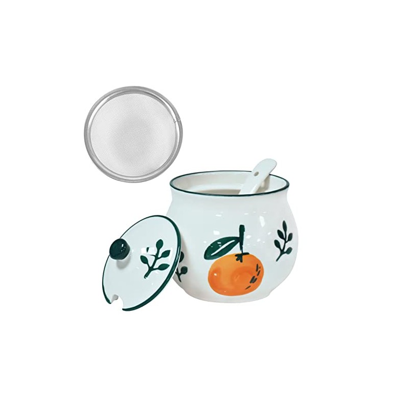 Koythin Ceramic Bacon Grease Container with Strainer, 23 oz Suitable