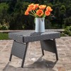 AKDSteel Patio Wicker Side Table, Outdoor Standing Coffee Table, Rattan