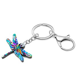 LONYOO Llavero de libélula de acrílico para llaves de coche, mochila, llavero, regalo de libélula para mujeres y niñas, dijes de primavera, Cielo, M