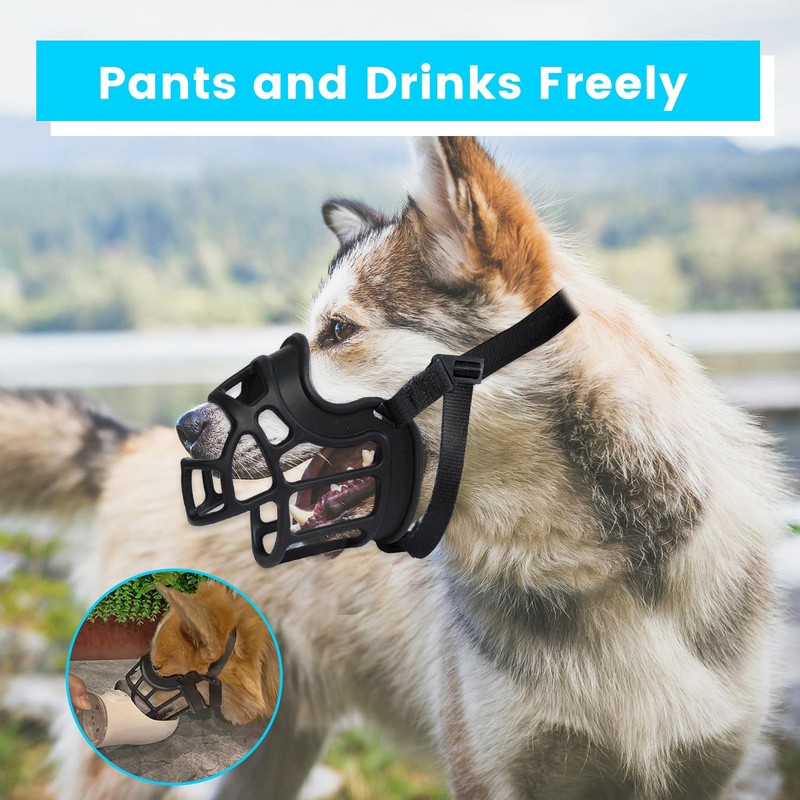 OKKIC Basket Muzzle Allows Panting Drinking - Anti Biting Chewing,