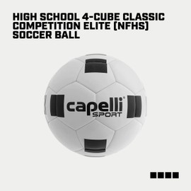 Capelli Sport Size 5 Soccer Ball, 4-Cube Classic Competition Elite FIFA Quality Soccer Ball, High School NFHS Approved, for Youth and Adult Soccer Players, Black/White