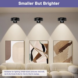 JXTZ 3 Pack Picture Light with Remote, Rechargeable Painting Light with 3 Lighting Modes, Wall Lights for Picture Frame Paintings, Dimmable Art Display Light with Timer, Wall Decor Puck Lights