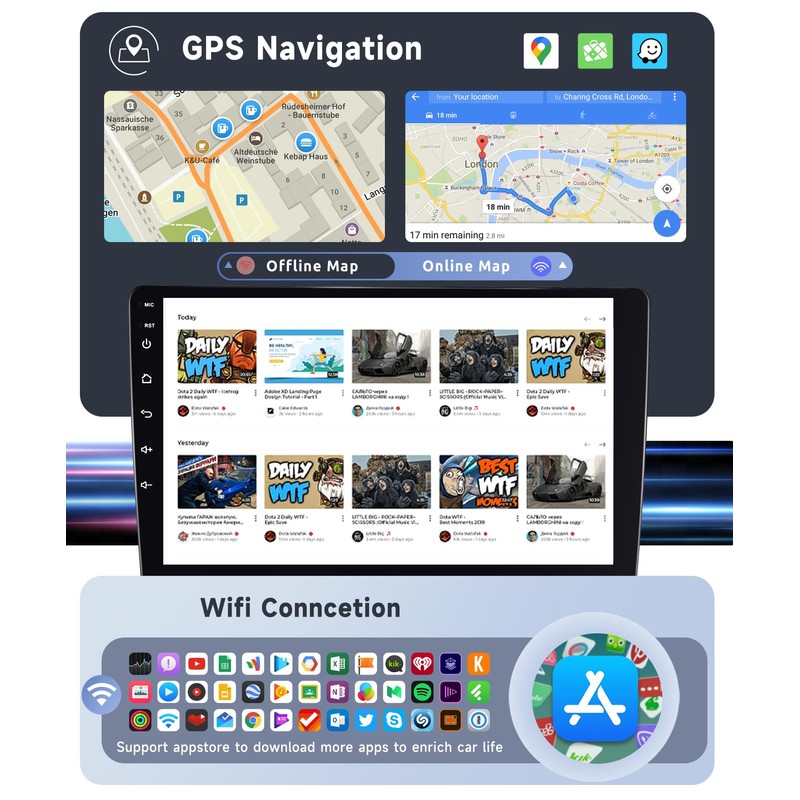 [8 CORE 2G+64G] Android 13 Double Din Car Radio Wireless