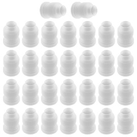 BokWin 30 piezas de plástico para puntas de tubería, acopladores para decoración de pasteles, punta de boquilla de glaseado de 1.2 x 1 pulgada (blanco)