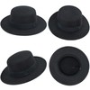 Wide Brim Wool Felt Flat Top Fedora Hat for Women