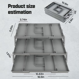 DZHPSRSZ 3 Tier Drawer Organizer,Expandable Drawer Organizer Multi Level,Multi Level Drawer Organizer,Smart Drawer Organizer Multi Level for Makeup, Jewelry, Desk, Office(1 Row 3 Tier-Grey）