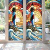 Lighthouse Stained Glass Window Film, Decorative Lighthouse Stained Glass Window