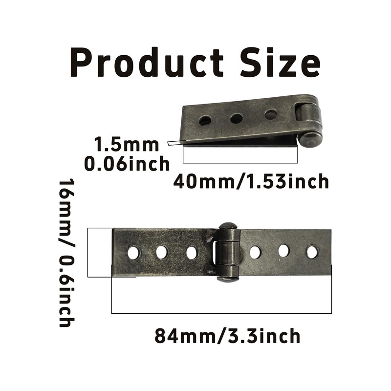 PDETVEO 4PCS Folding Butt Hinges, Silver Stainless Steel Door Furniture