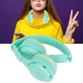 Annadue Wireless Headphones for Kids, Cute Over Ear Bluetooth Headset with Deep Bass, Foldable Stereo Headset, Built in Mic, for Kids Girls Boys Adults (Green)