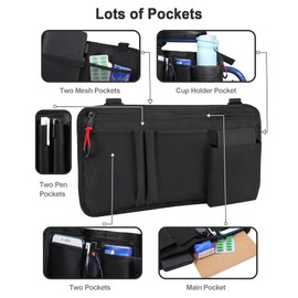 LIGHTMEUP Wheelchair Side Bag with Cup Holder Oversized Zipper Pull Easy to Grip Hook & Loop Straps Easy to Install Fits Wheelchairs, Walkers, Mobility Scooters