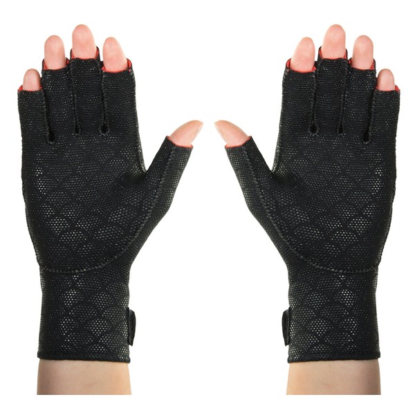 Thermoskin Arthritic Fingerless Gloves, Black, Medium, 8"-8¾" (21-23 cm)