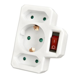 Heitech 4003418 3-Way Socket Adapter – TÜV Tested Multiple Socket with Switch, Maximum Load Capacity up to 3500 W – Adapter Plug Multiple Plug