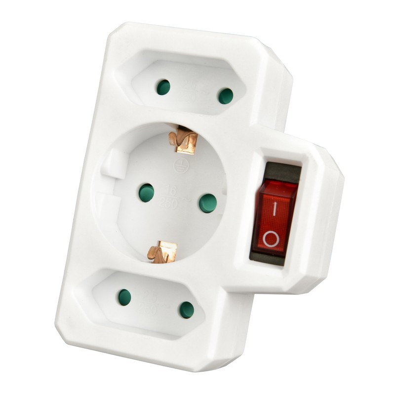 Heitech 4003418 3-Way Socket Adapter – TÜV Tested Multiple Socket