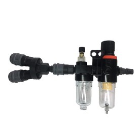 Pawleso Pressure Regulator Compressed Air 1/4 Inch Air Filter Pressure Regulator with Oil Water Separator and PVC 2-Way Valve Air Distributor Y Type Air Distributor Coupling Pieces